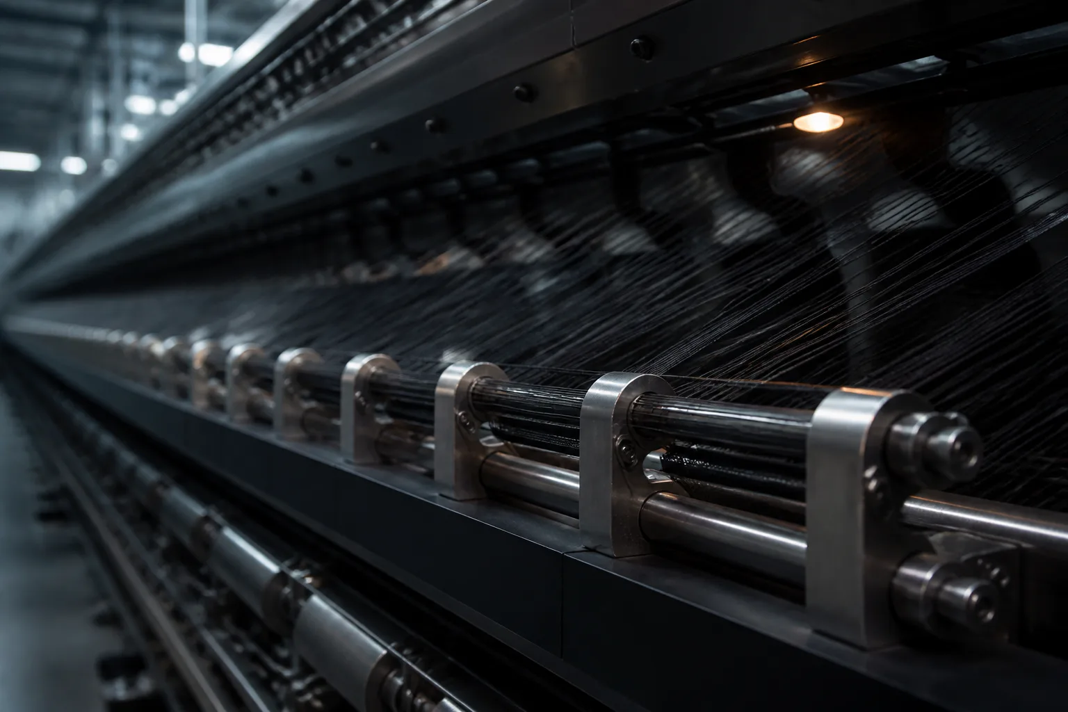 Ordered yarn paths running through textile manufacturing equipment